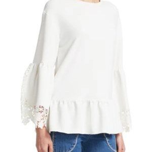 See by Chloe Cream Lace Bell Sleeve Top